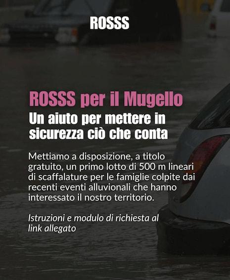 ATTUALITA’. TOSCANA. ROSSS METTE A DISPOSIZIONE SCAFFALI A FAVORE DELLA POPOLAZIONE COLPITA DALLA RECENTE ALLUVIONE